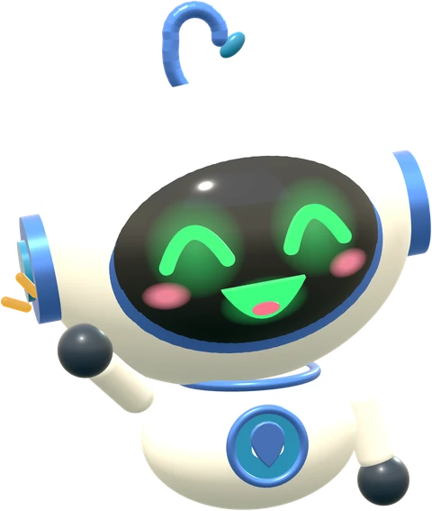 Esme, la asistente de ZONA: un robot blanco con cara de pantalla y sonrisa verde.